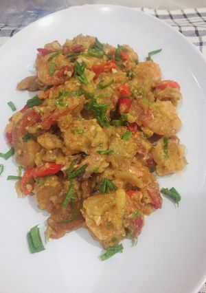 Foto resep Udang Goreng Tepung Saos Telur Asin