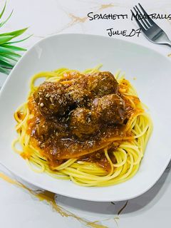 Foto resep 322. Spaghetti Bolognese Bola-bola Daging [Spaghetti Meatballs]