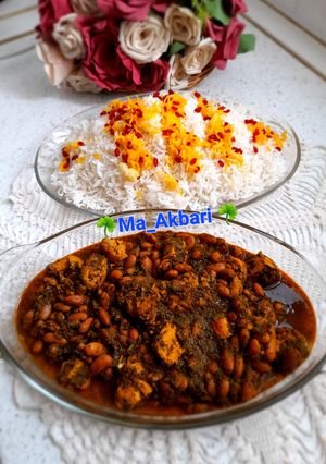 عکسی از دستور 🌺خورش قورمه سبزی با لوبیاچیتی🤩