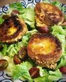 Ensalada tibia de rulo de cabra