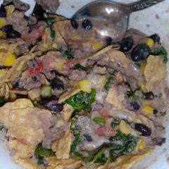A picture of Taco tortilla chip soup.