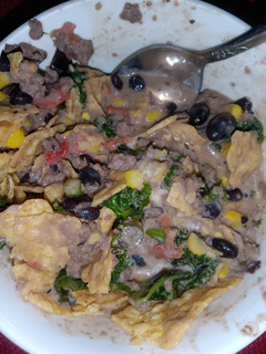 A picture of Taco tortilla chip soup.