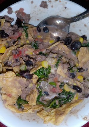 A picture of Taco tortilla chip soup.