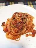 Zucchini and Bacon Tomato Pasta