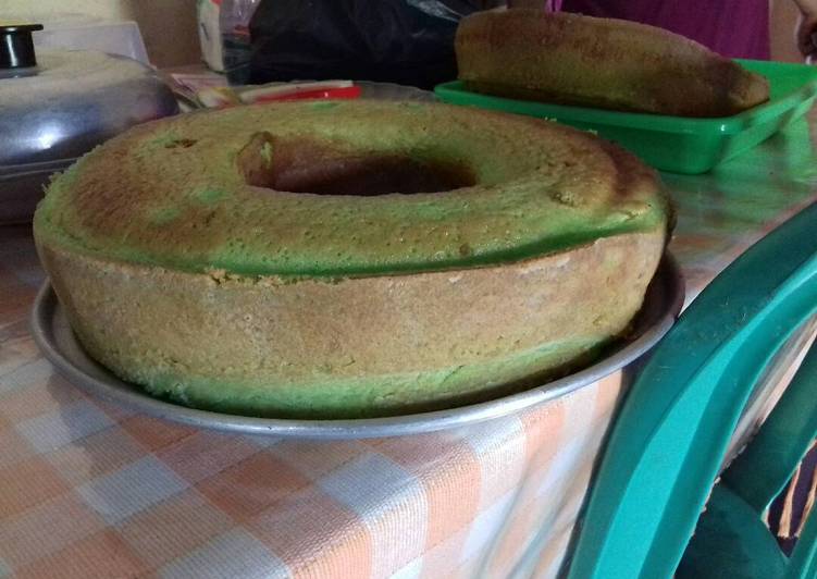 Ogura cake pandan/Bolu hijau simple 5 Bahan