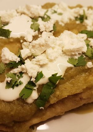 A picture of Chicken Enchiladas Verdes.