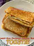 Cheesy Egg-Sausage-Smoked Beef Toastie