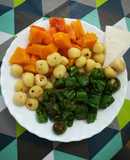 Ñoquis con calabaza y pimientos