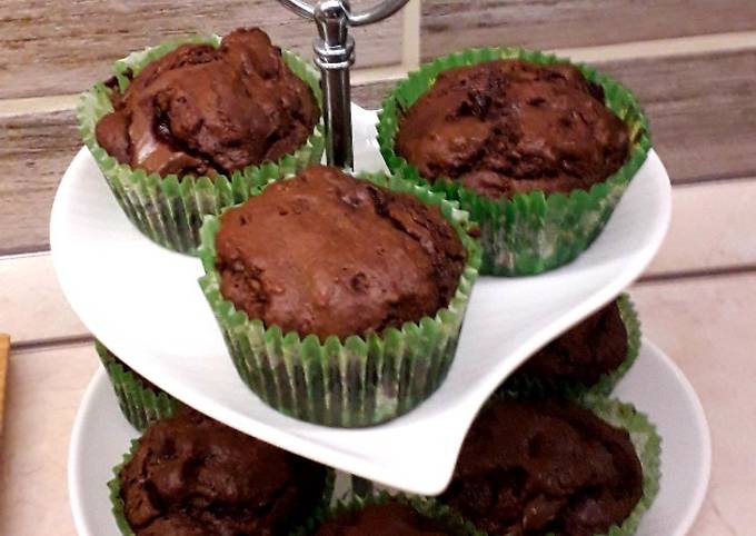 Nutellás-csokis muffin recept foto