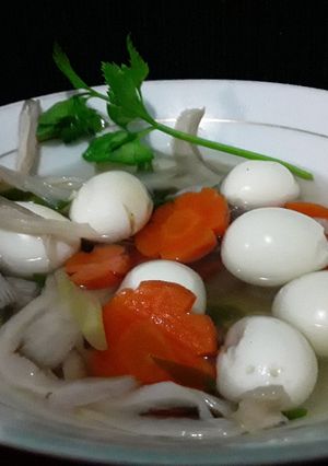 Foto resep Soup Jamur Telur Puyuh