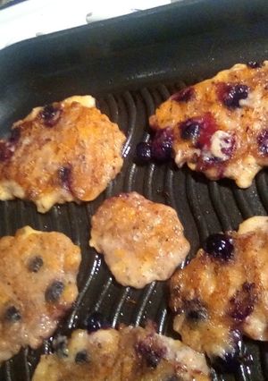 A picture of Blueberry Plantain Pancakes.
