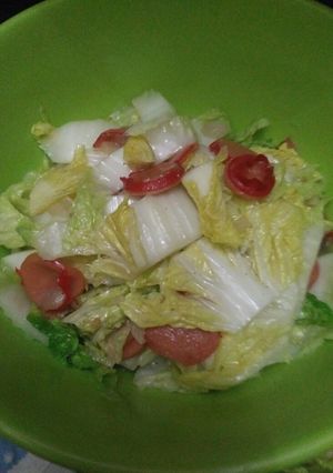 Foto resep Tumis sawi sosis(untuk anak)