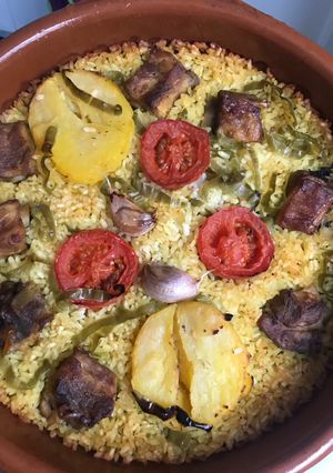 Foto principal de Arrós al forn 🥘 con pimientos verdes y costillas