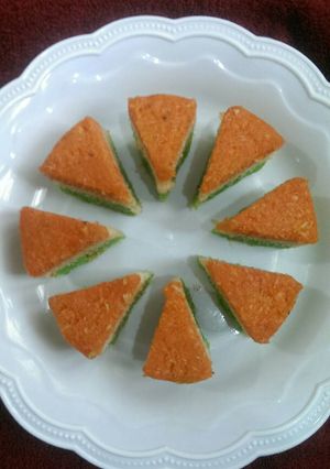 A picture of Tricolour coconut barfi.