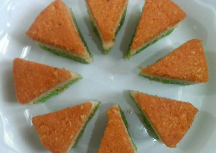 Tricolour coconut barfi