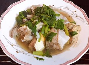 Hình của món Cá bớp hấp dầu hào.