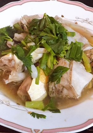 Hình của món Cá bớp hấp dầu hào.
