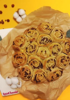 Une photo de Brioche a la poire et chocolat