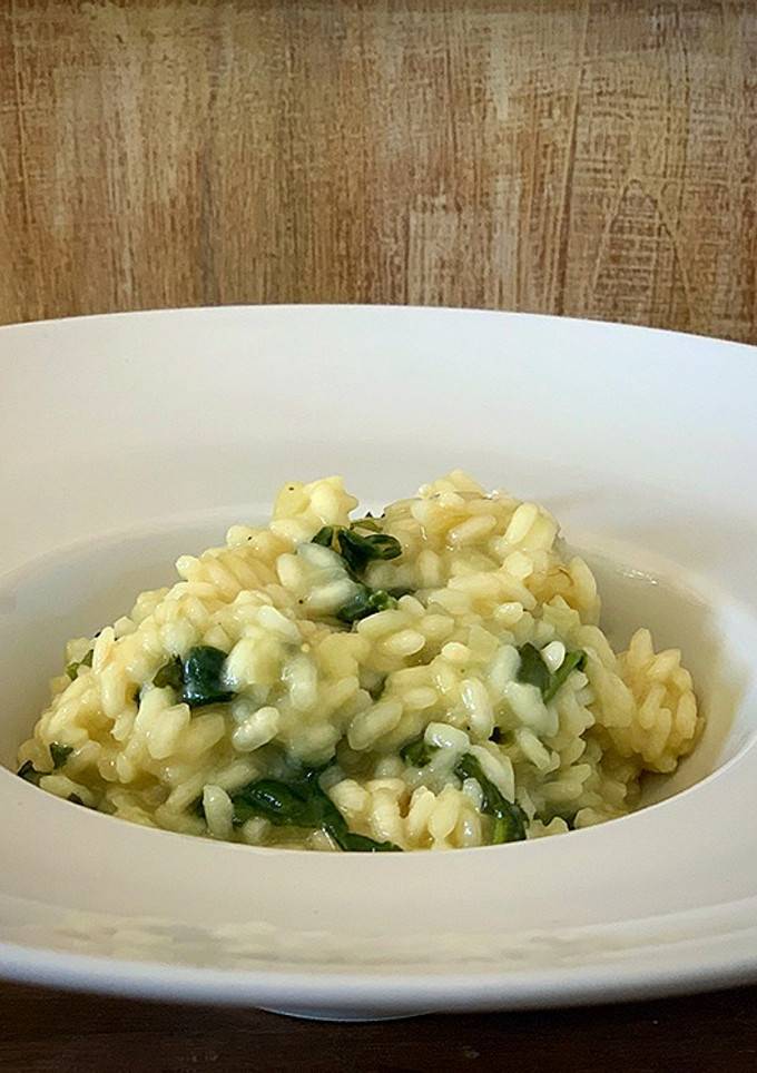 Una foto de Risotto de espinacas