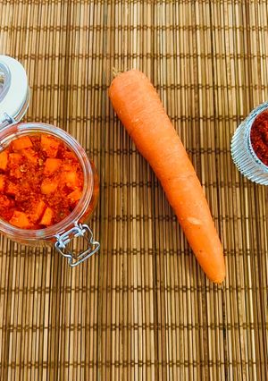 A picture of Spicy Carrot 🥕 Pickle in Gujarati Style.