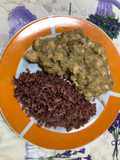 Riso rosso e pollo al curry