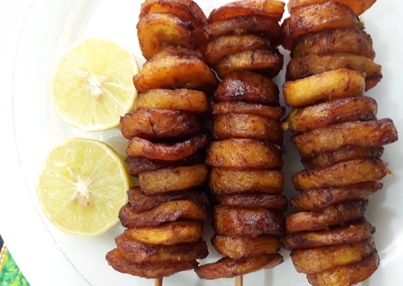 Fried plantain in skewer