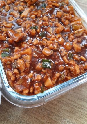 Foto resep Tahu Telur Tim Topping Ayam Jamur Teriyaki
