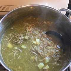 A picture of Shredded Beef with Potatoes in Green Sauce.