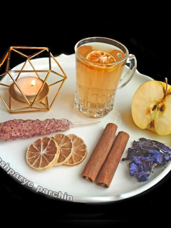 عکسی از دستور دمنوش گل گاوزبان و سیب و دارچین 🌸