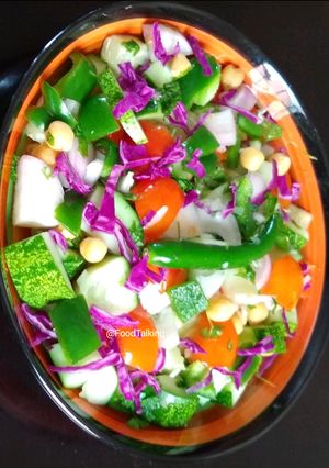 A picture of Veggies, Boiled Chole, Healthy Salad.