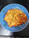 Fideos con setas shitaki y pollo