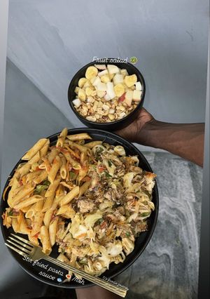 A picture of Stir-Fried Penne Pasta with Fish Sauce.
