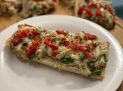 A picture of chicken bread pizza
