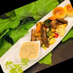 A picture of Whosayna’s Pepper Steak Strips with Mushroom Sauce.