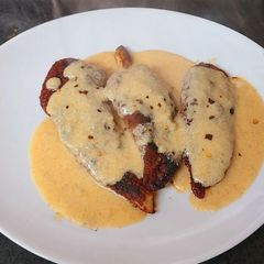 A picture of My Spicy Chicken with spicy Cheese Sauce 🥰 #mainmeal.
