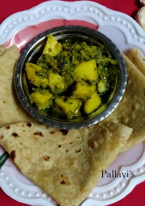 A picture of Fenugreek and potato sabji.