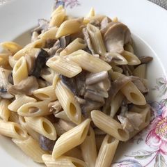 A picture of Wild mushrooms and cream pasta.