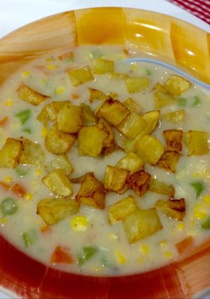 Foto resep Cream Soup with Fried Potato