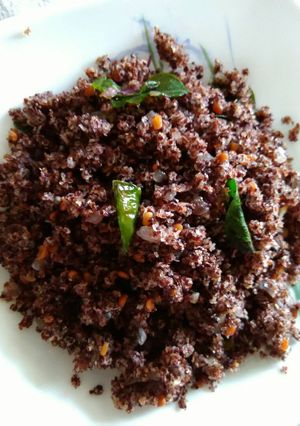 A picture of Ragi upma (Finger millet upma).