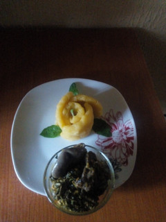 A picture of Rose Eba and Veggie Soup.