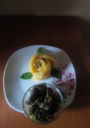 A picture of Rose Eba and Veggie Soup.