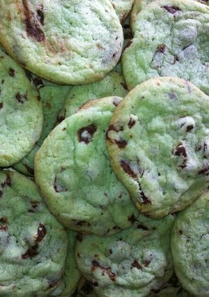 A picture of Vickys St Patricks Day Minty Green Cookies GF DF EF SF NF.