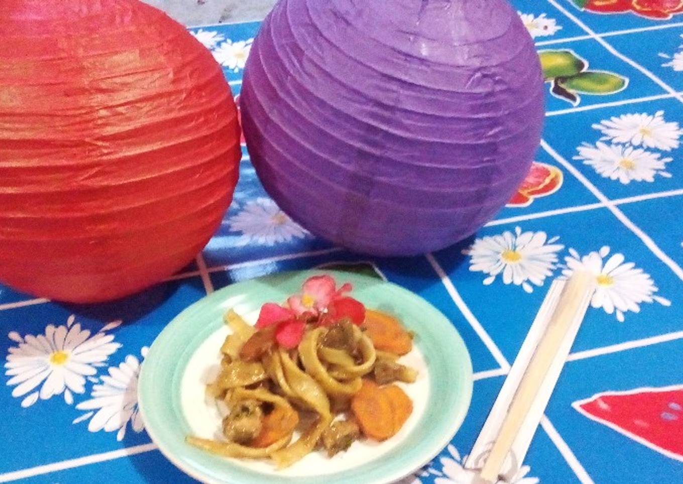 Pasta al jengibre con pollo
