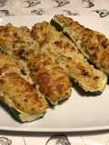 Courgettes gratinées au parmesan farcies polenta aux cèpes