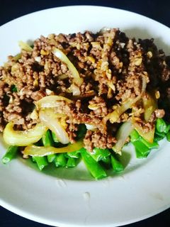 Foto resep Baby buncis siram daging cincang