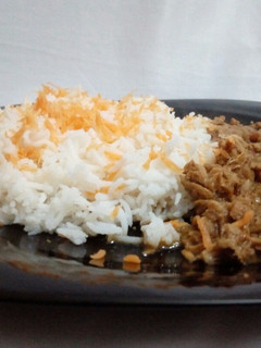 A picture of Carrot Rice & beef stripes.