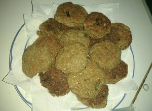 Una foto de Hamburguesas de arroz sobrante con harina integral