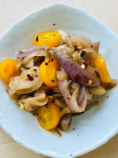 A picture of Sweet and Sour Eggplant pickles.