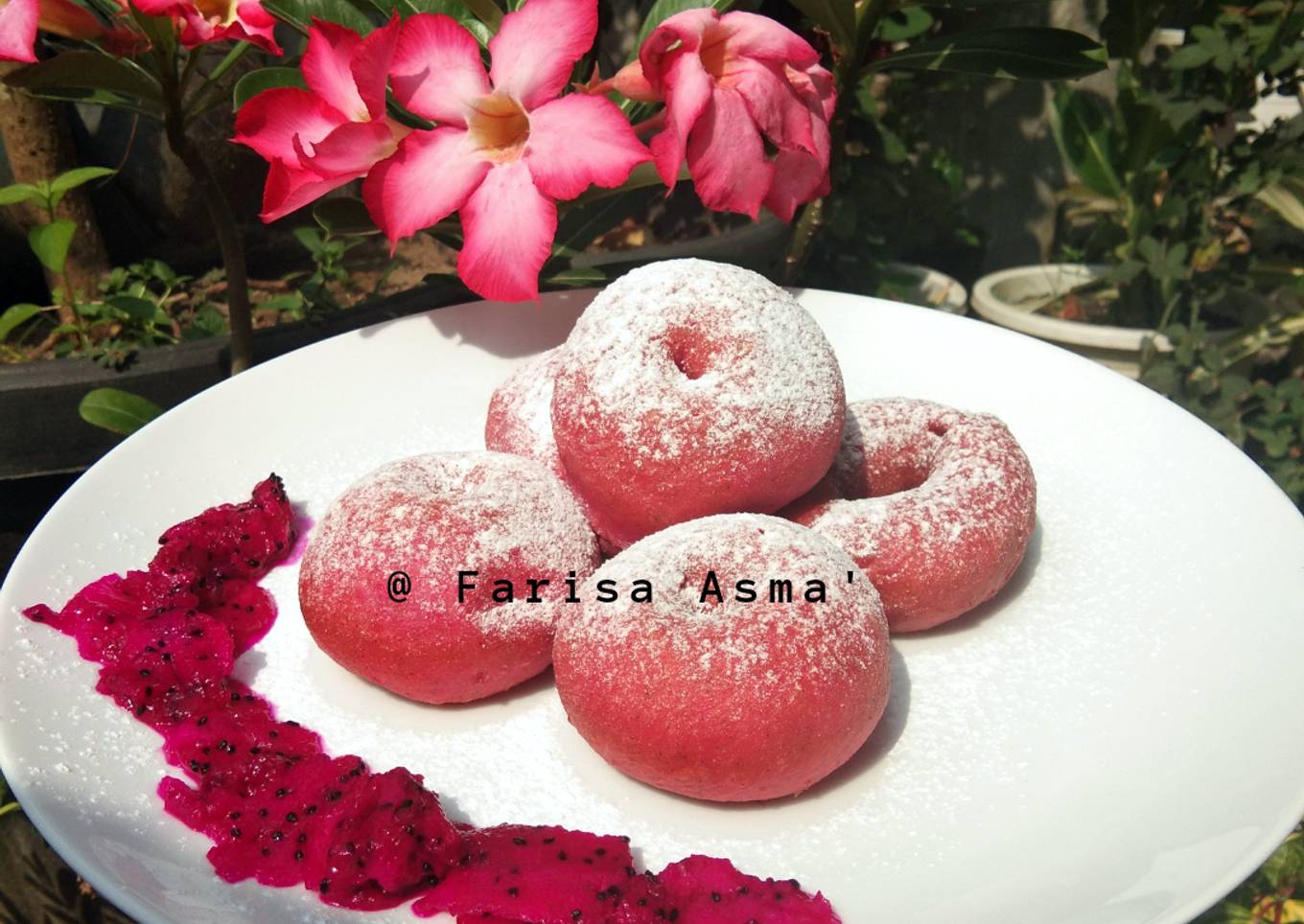 Donat Buah Naga Eggless