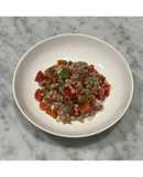 Insalata di farro con basilico, burrata, olive, rucola e pomodorini ciliegino 🍅🌱